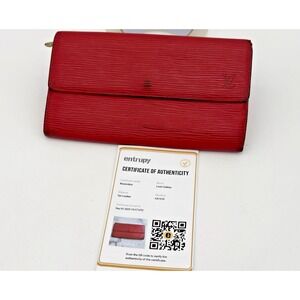 Auth LOUIS VUITTON Epi Long Wallet Portefeiulle Sarah Red R2865S609 - Paperwork